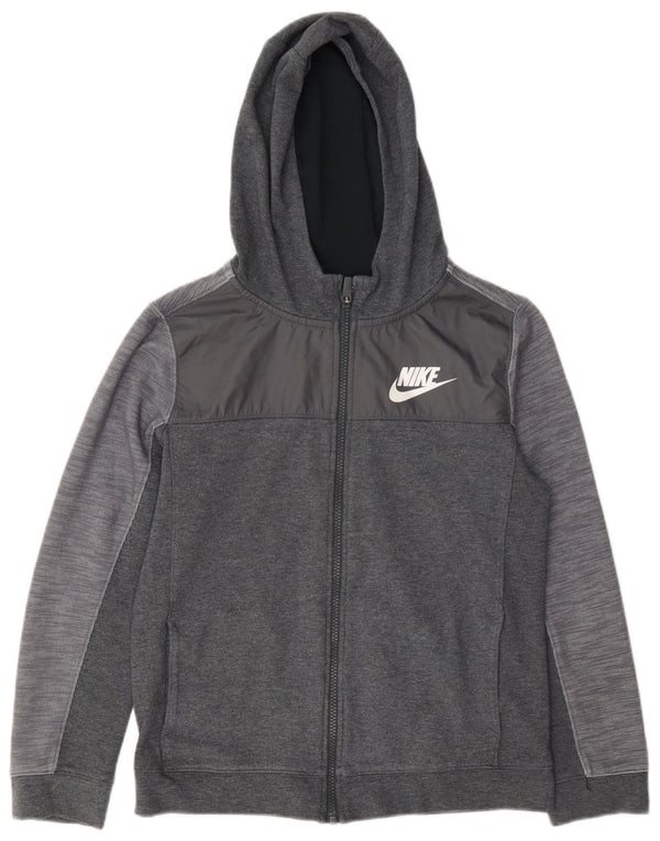 Nike Jungen-Kapuzenpullover mit Reißverschluss, 12–13 Jahre, groß, graue Baumwolle