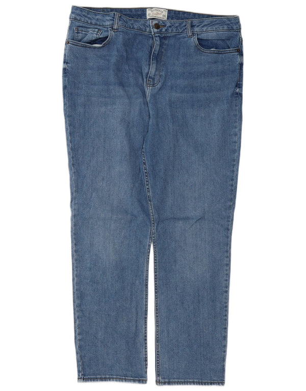 FAT FACE Damen Chesham Girlfriend Straight Jeans UK 16 Large W36 L28 Blau