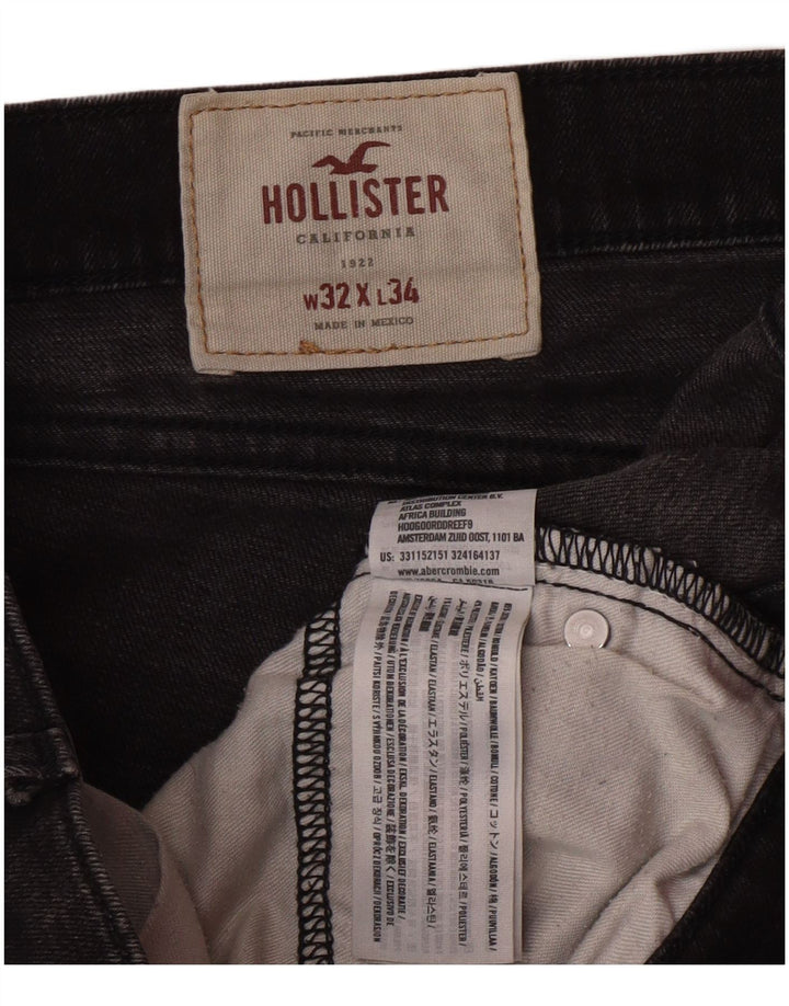 HOLLISTER Herren Skinny Jeans W32 L34 Schwarze Baumwolle