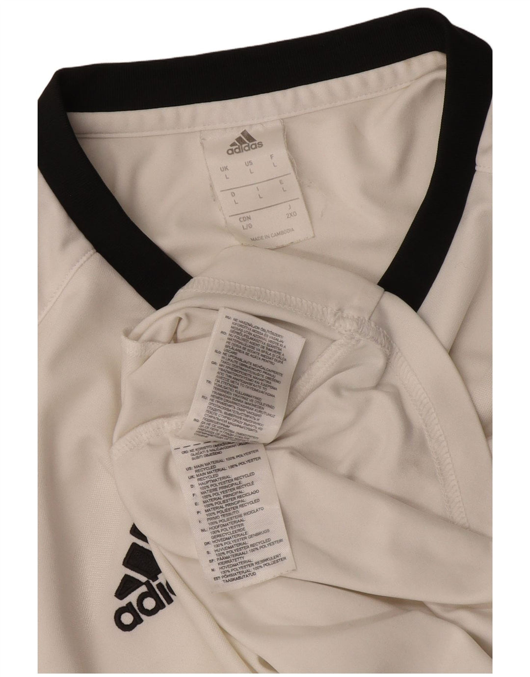 Adidas Damen T-Shirt Top Large Weiß Colourblock Polyester