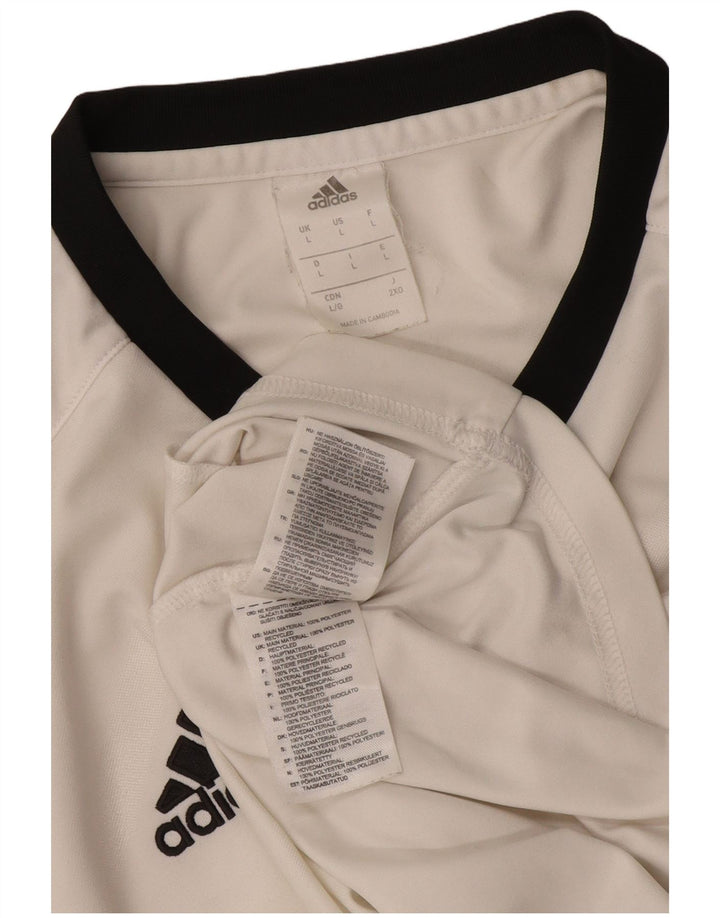 Adidas Damen T-Shirt Top Large Weiß Colourblock Polyester