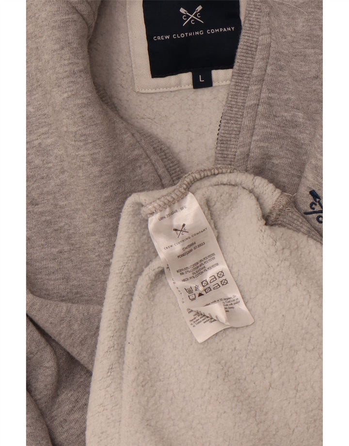 CREW CLOTHING Herren-Sweatshirt mit Reißverschluss am Hals, groß, aus grauer Baumwolle