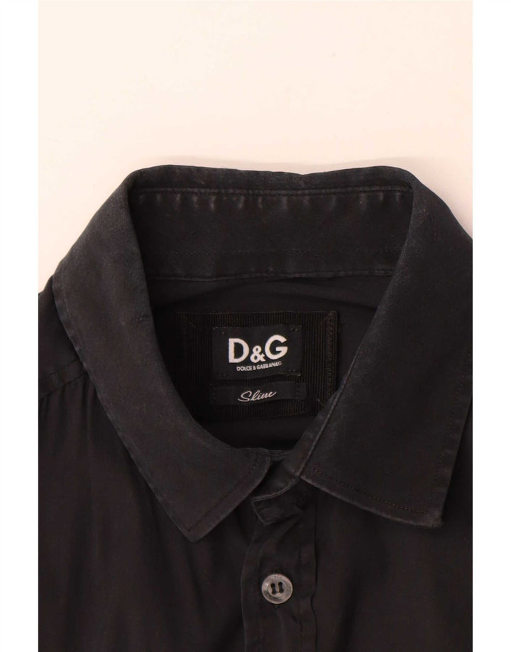 Dolce & Gabbana Herren Slim Fit Hemd Mittelschwarz