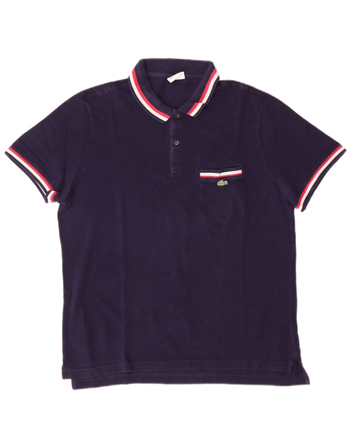 Lacoste Herren Poloshirt Größe 6 XL Lila Baumwolle