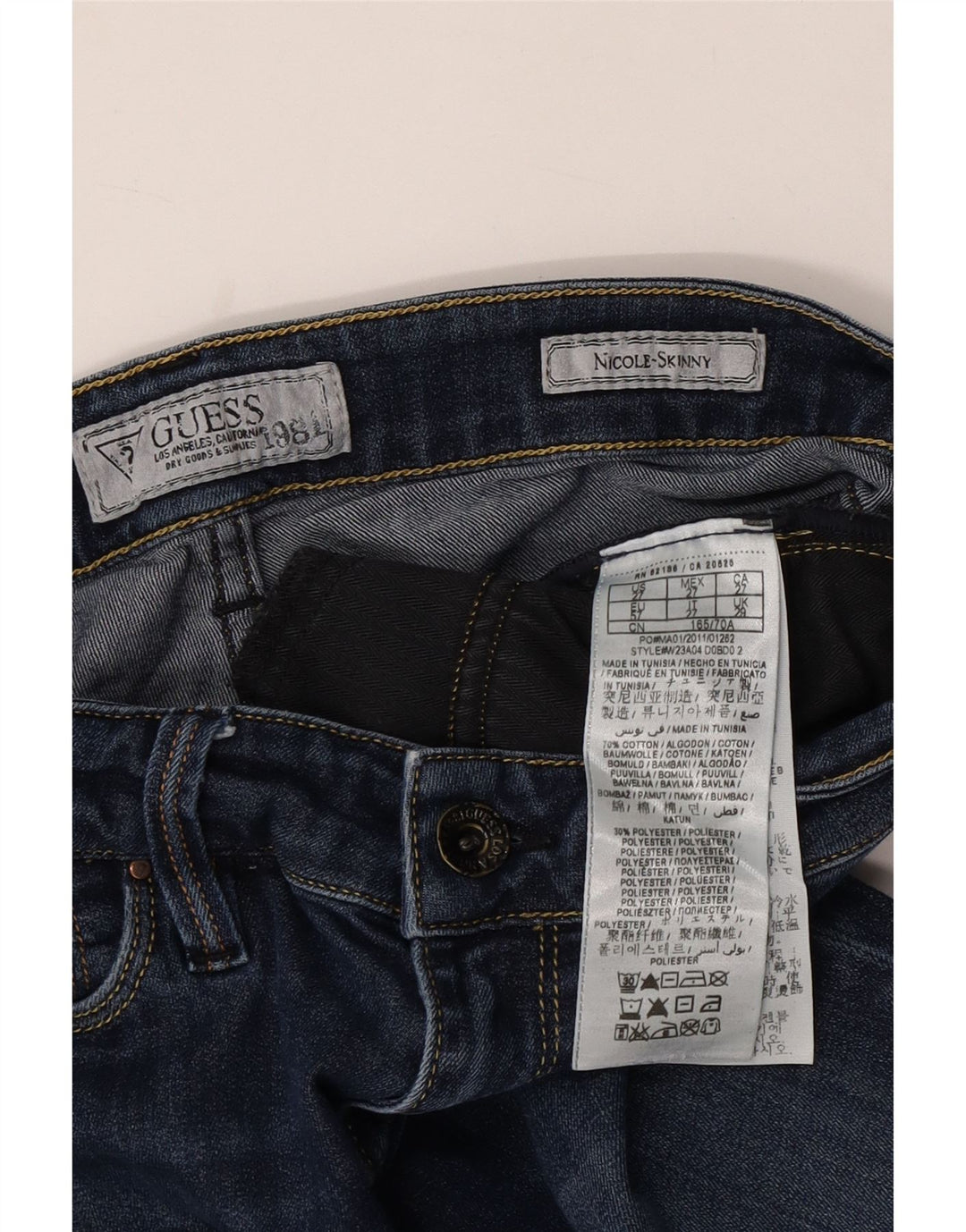 GUESS Damen Nicole Skinny Jeans W29 L30 Blaue Baumwolle