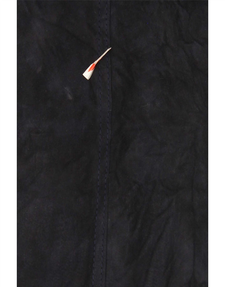 Vintage Damen Wildledermantel UK 10 Small Marineblau