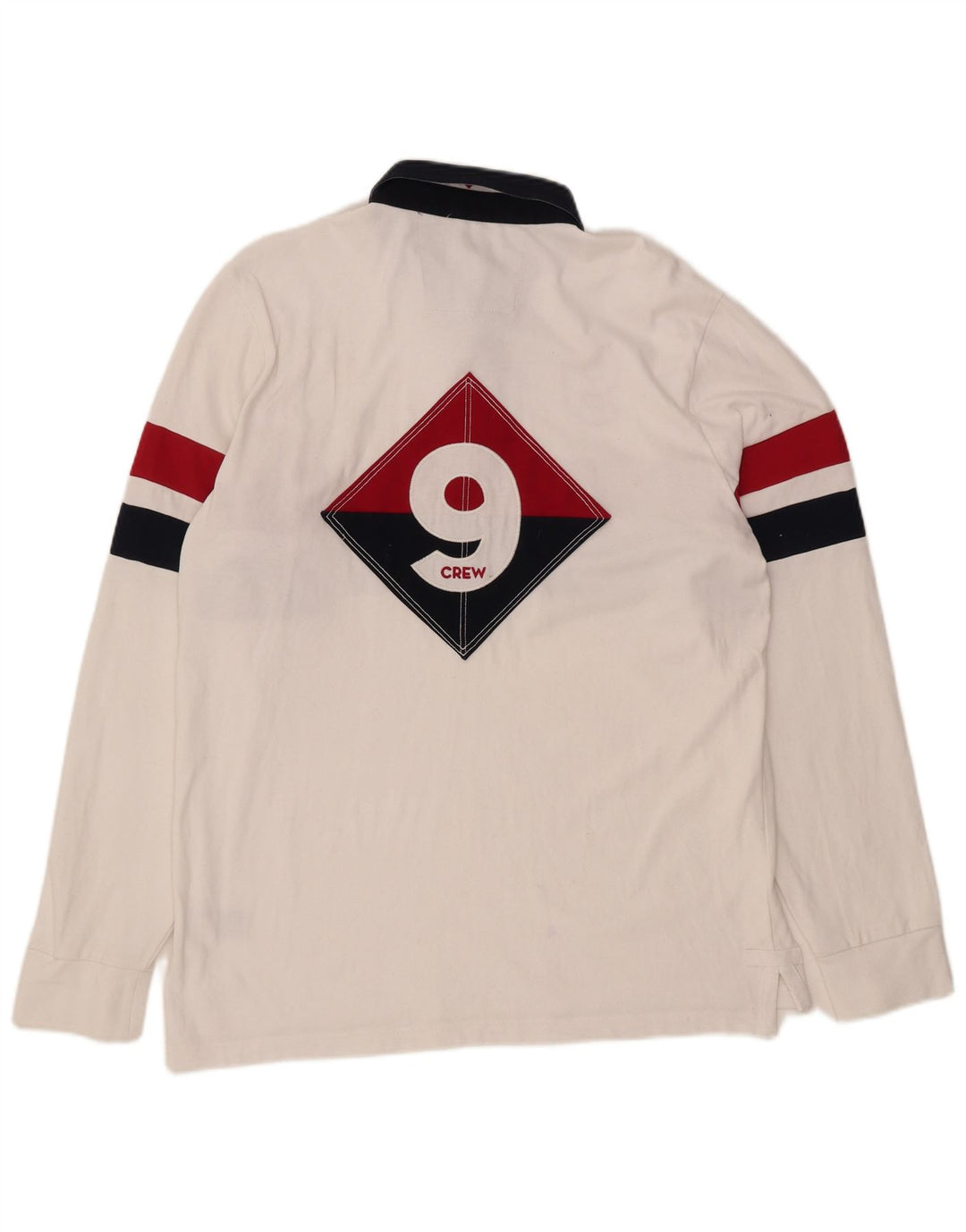 CREW CLOTHING Herren-Rugby-Poloshirt mit Grafik, groß, Weiß, Farbblock