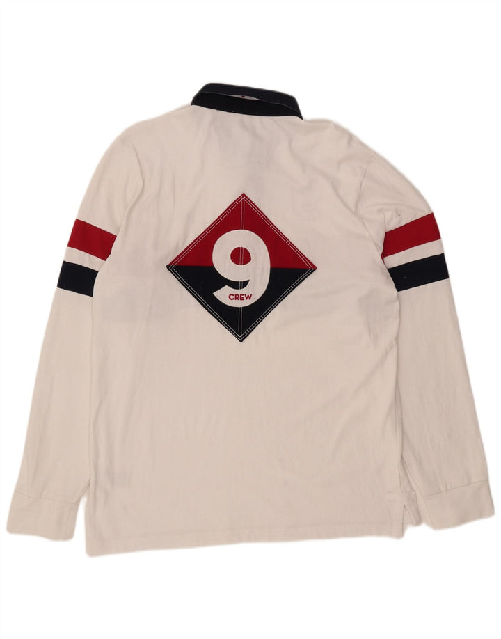 CREW CLOTHING Herren-Rugby-Poloshirt mit Grafik, groß, Weiß, Farbblock