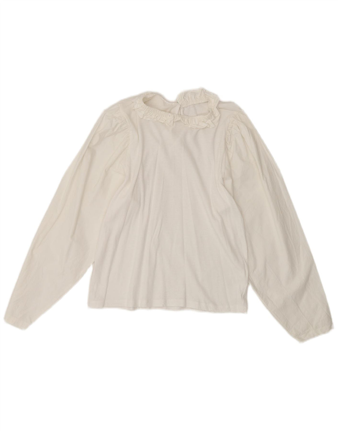 Vintage Damen LangarmBluse Top UK 10 Small Weiß