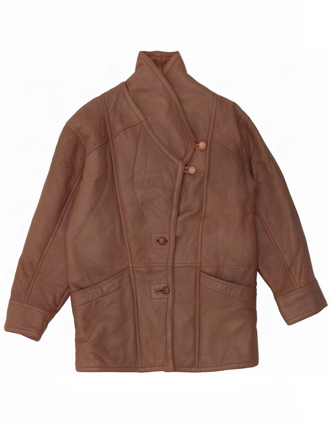 Vintage Damen Lammfelljacke UK 14 Mittelbraun