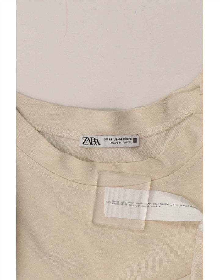 Zara Damen-Sweatshirt mit Grafik-Übergröße, Gr. 14, mittelweiß, geblümt
