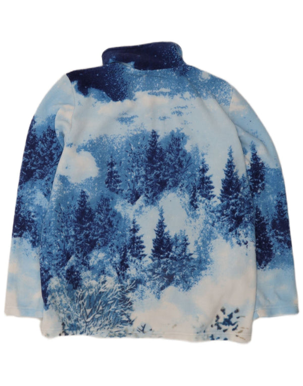 Vintage Damen Fleecejacke mit Grafik, UK 16/18, großer blauer Tierdruck
