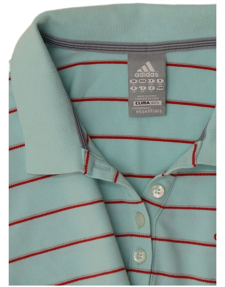Adidas Damen Poloshirt UK 12 Mittelgrün gestreift