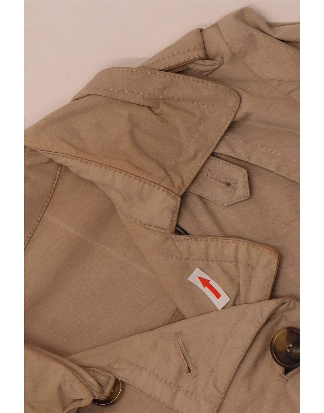 Massimo Dutti Damen Kurzer zweireihiger Trenchcoat UK 14 Mittelbeige