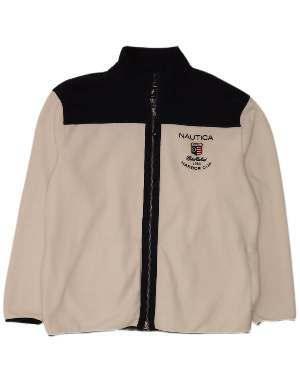 Nautica Herren-Fleecejacke, UK 44, 2XL, weißes Colourblock-Polyester