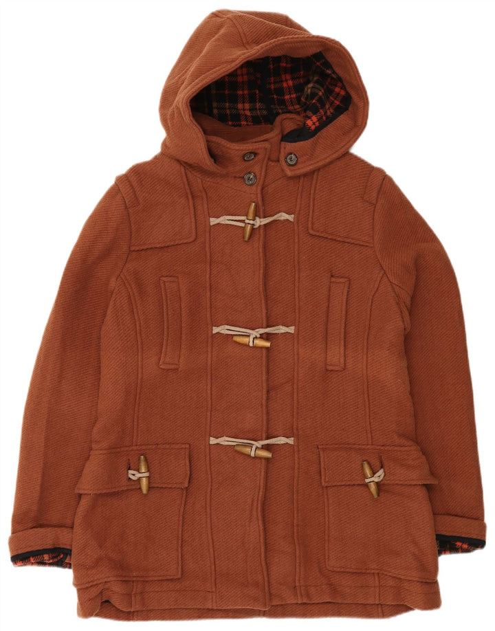 MANGUUN Damen-Dufflecoat mit Kapuze, EU 42, groß, braun, Polyester