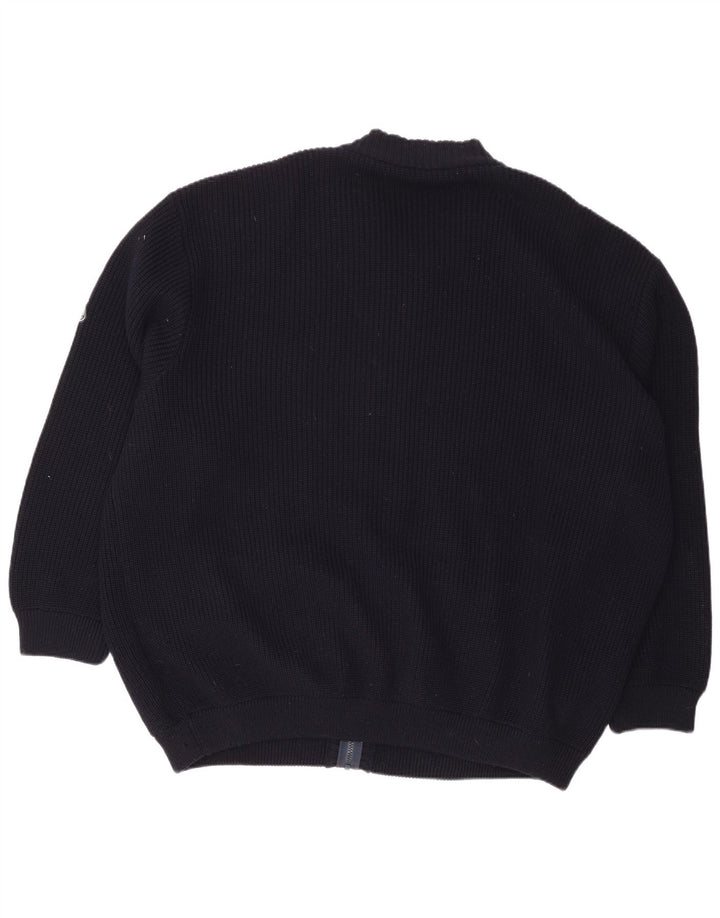 Vintage Herren Oversized Cardigan Pullover XL Marineblaue Wolle