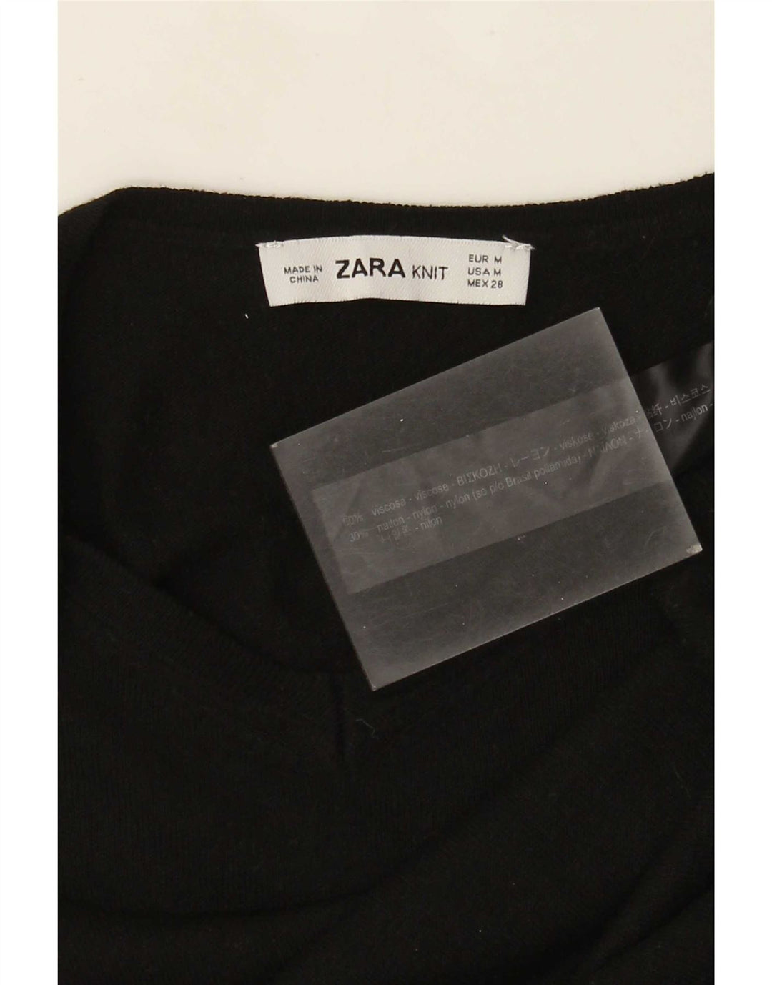 Zara Damen-Pullover mit V-Ausschnitt, UK 12, mittlere schwarze Viskose