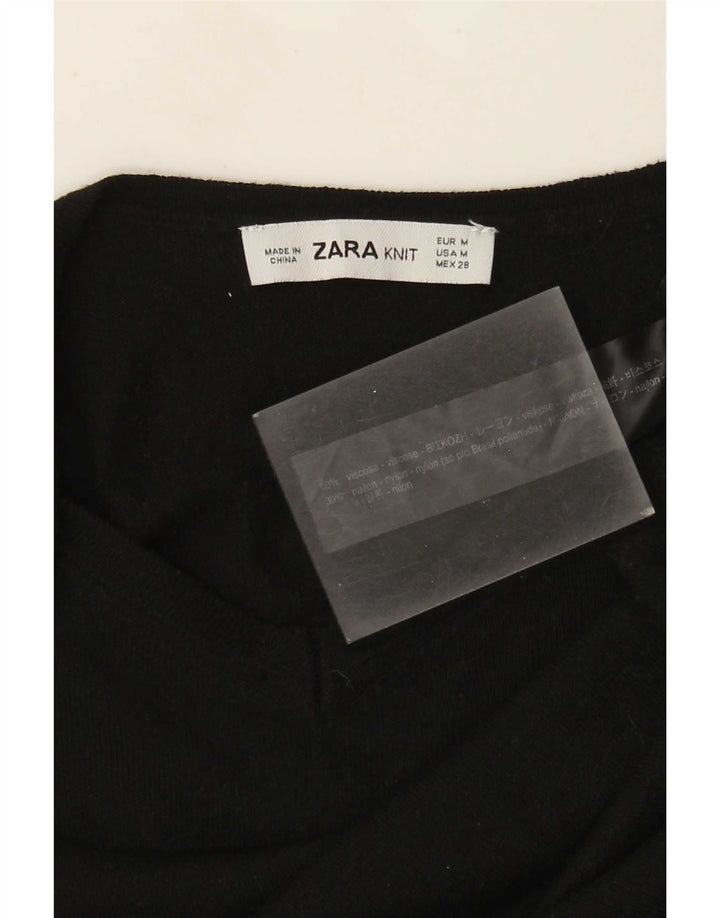 Zara Damen-Pullover mit V-Ausschnitt, UK 12, mittlere schwarze Viskose