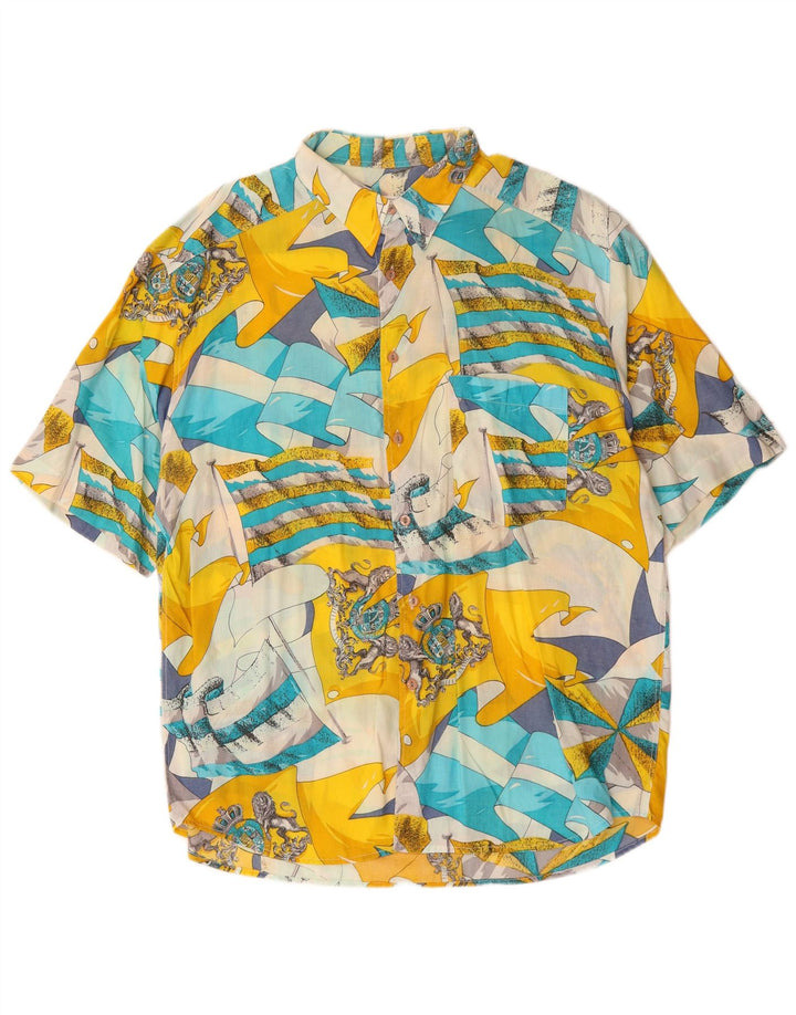 Massaro Herren-Kurzarmhemd mit abstraktem Muster, XL, mehrfarbig