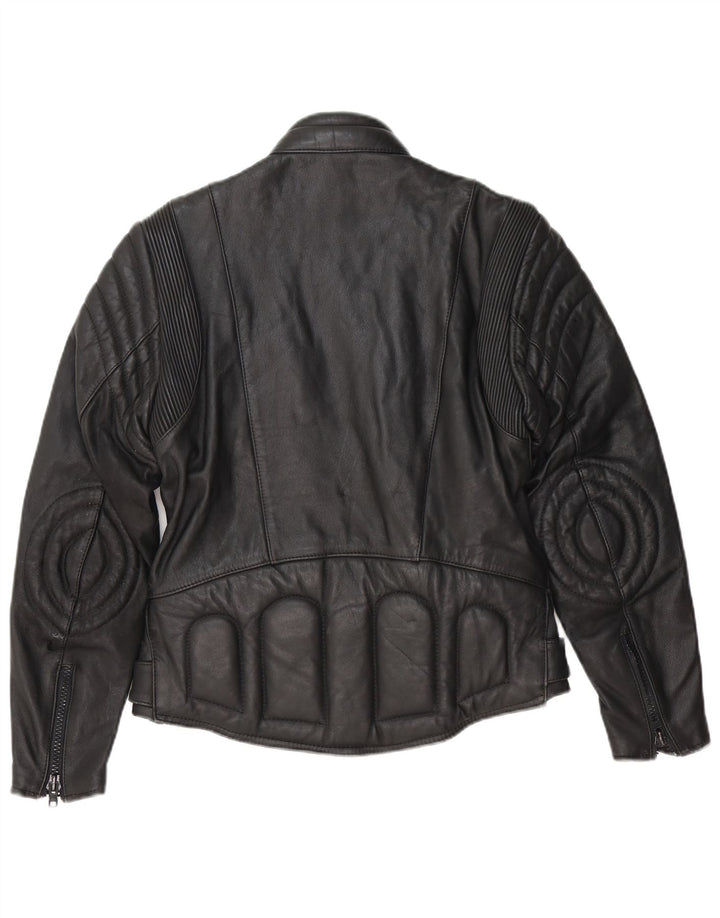 Vintage Herren Leder Bikerjacke EU 48 Mittelschwarzes Leder
