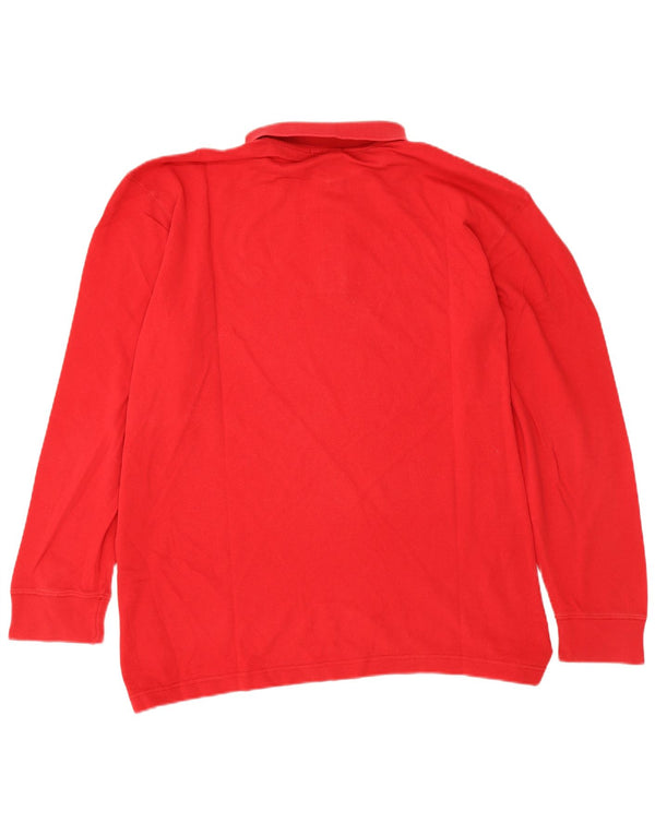 Sergio Tacchini Mens Long Sleeve Polo Shirt IT 54 XL Red Cotton