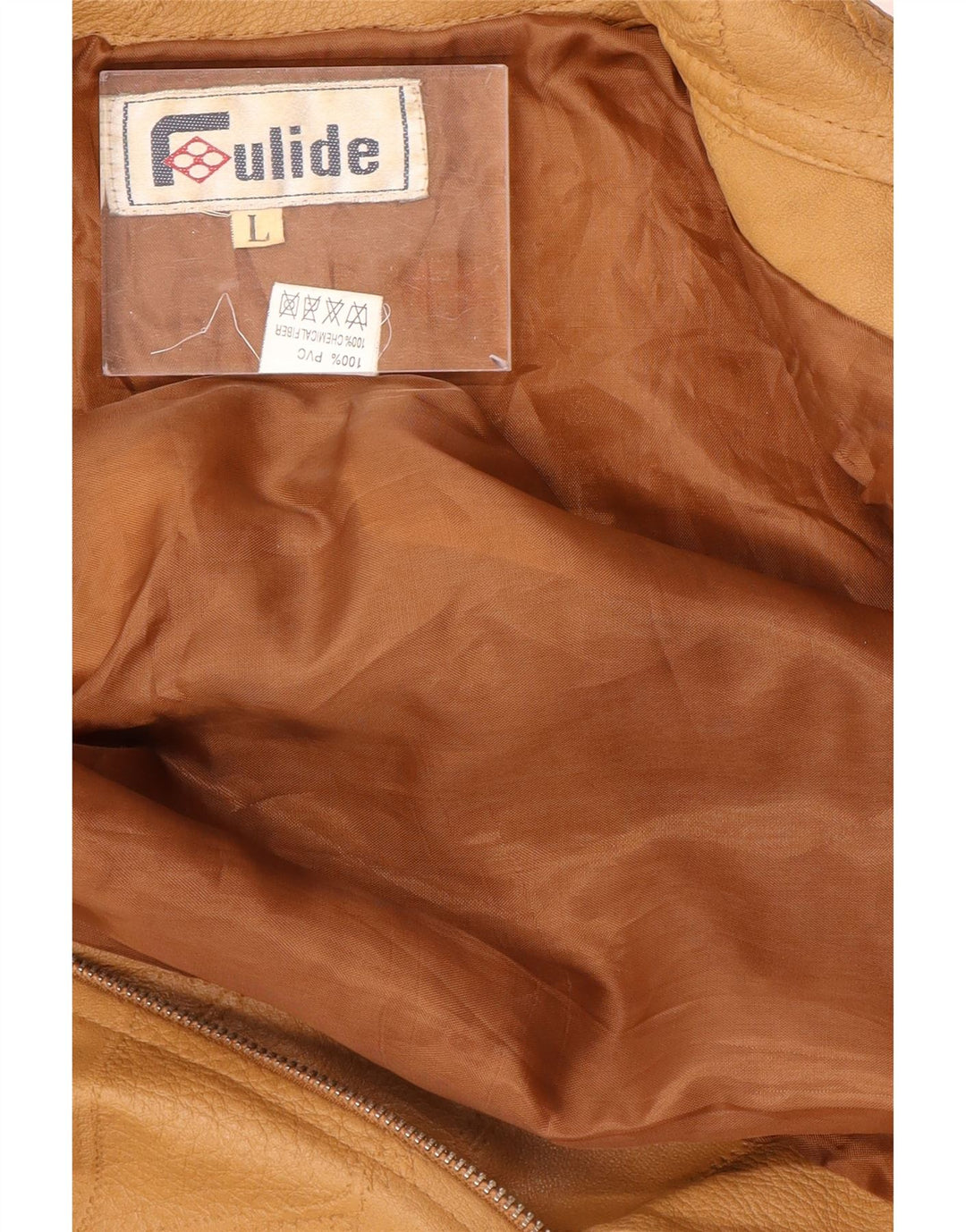 Vintage Damen Kunstlederjacke UK 14 Large Beige Patchwork Polyvinyl