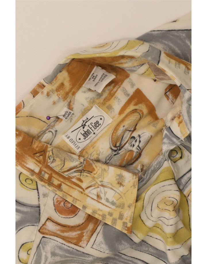 John F. Gee Herren-Hemd mit abstraktem Muster, Größe 43/44, große beige Viskose