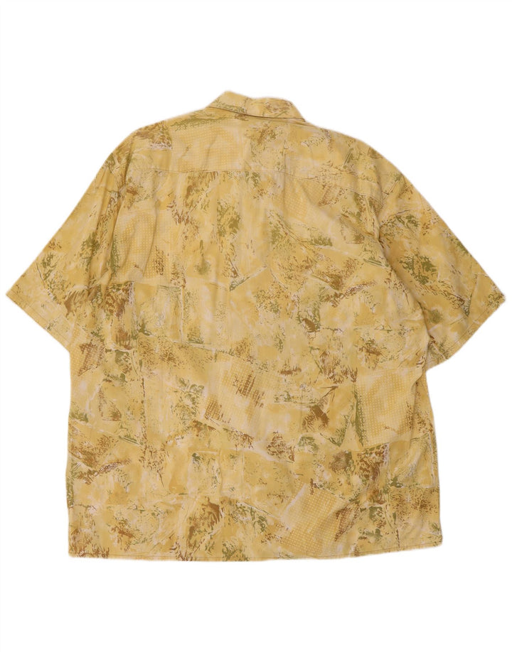 Alpenland Herren-Hemd mit abstraktem Muster, kurzärmelig, Größe 42, groß, Gelb