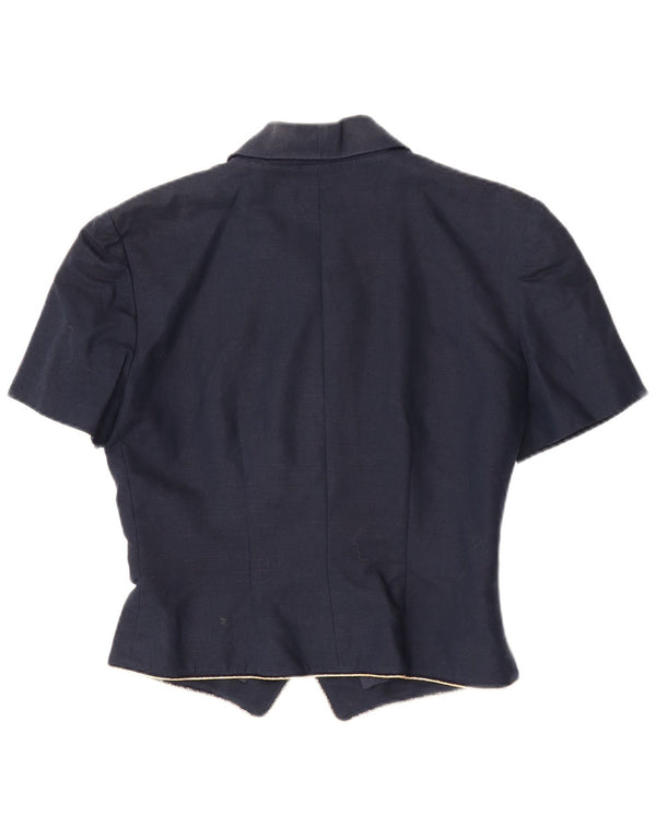 Luisa Spagnoli Damen Kurzarm-Cardigan-Oberteil IT 42 Medium Navy Blue
