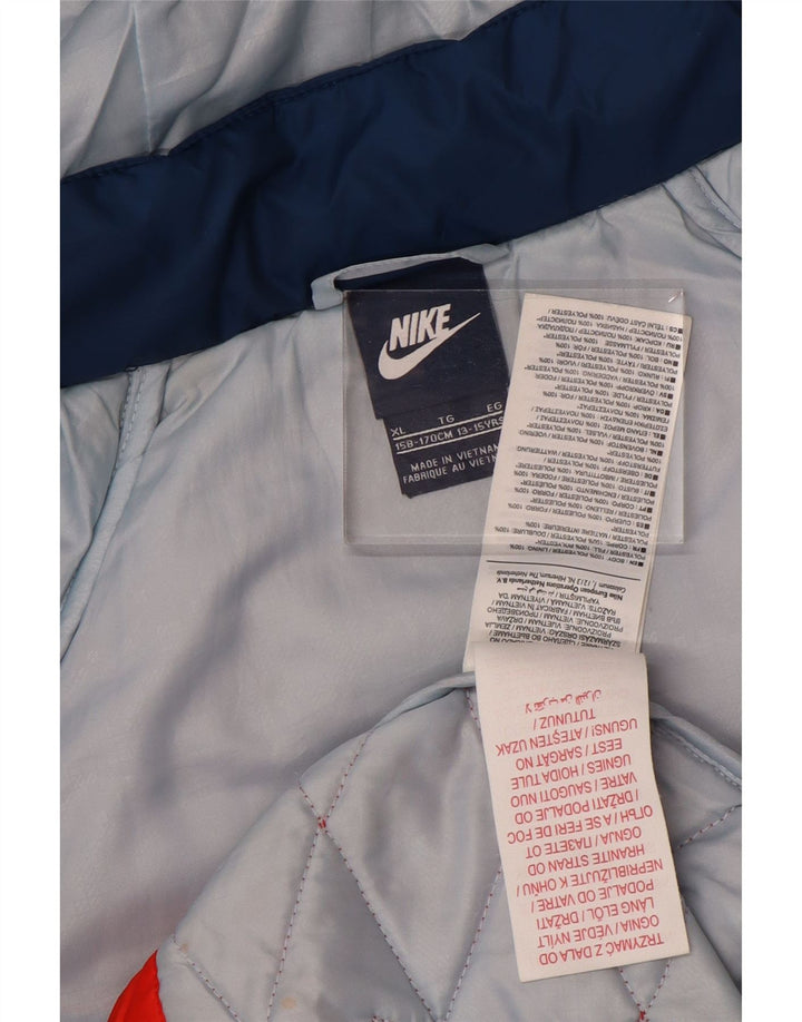 Nike Steppjacke mit Kapuze für Jungen, 13–14 Jahre, XL, orangefarbenes Colourblock-Polyester