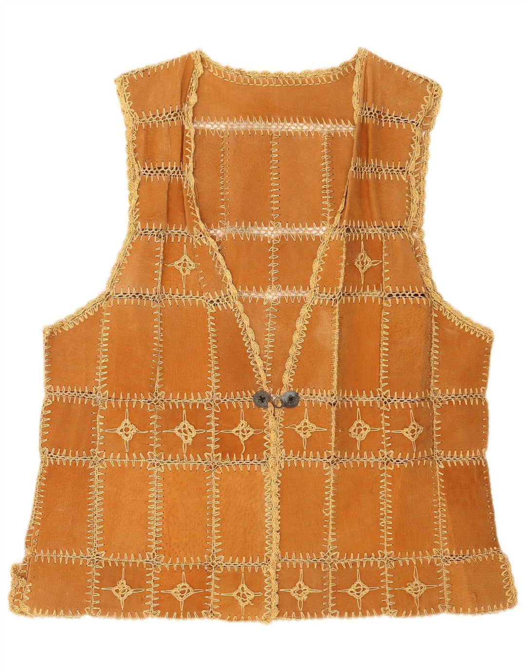 Vintage Damen Wildlederweste XL Braun Patchwork