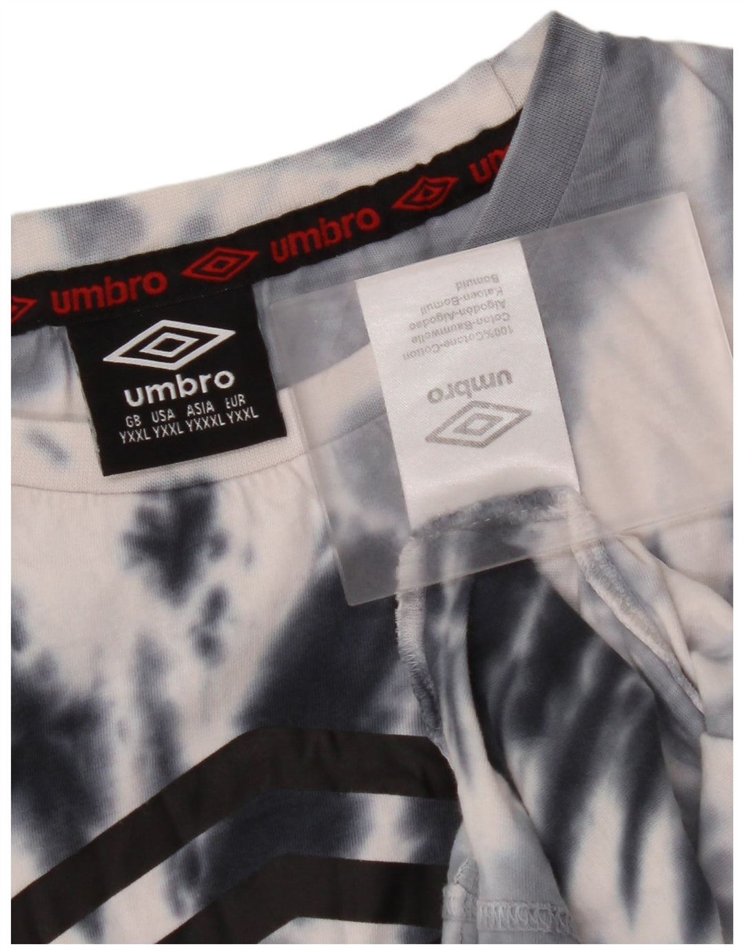 UMBRO Grafik-T-Shirt für Jungen, 15–16 Jahre, 2XL, graue Batik-Baumwolle