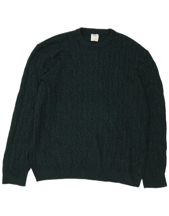 Marks & Spencer Herren-Pullover mit Rundhalsausschnitt, 2XL, grünes Polyamid