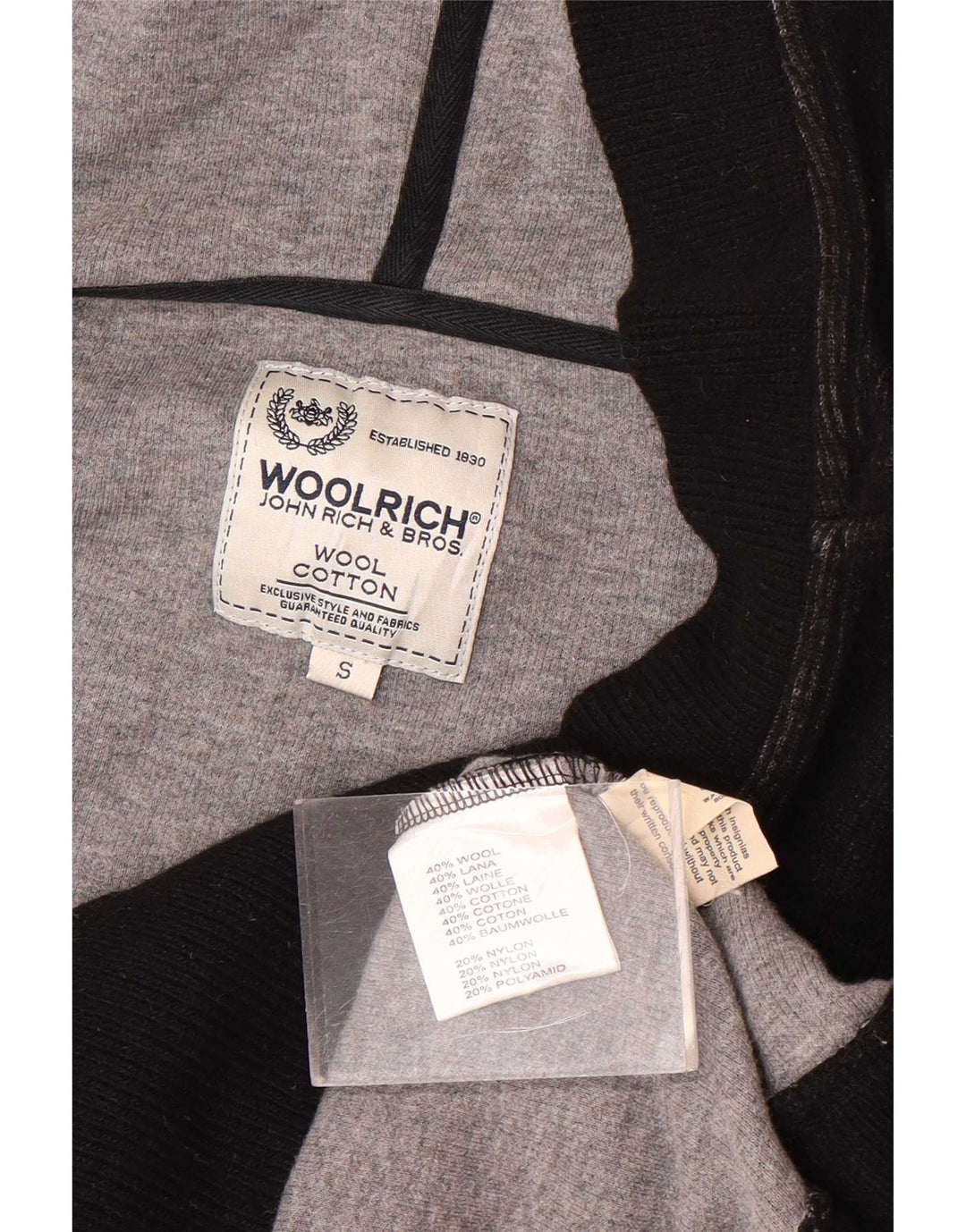 Woolrich Damen-Pullover mit Kapuze, UK 10, Größe S, schwarze Wolle