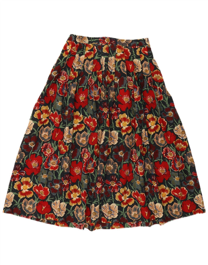 Jaeger Damen ausgestellter Rock UK 14 Medium W28 Mehrfarbige Blumenwolle