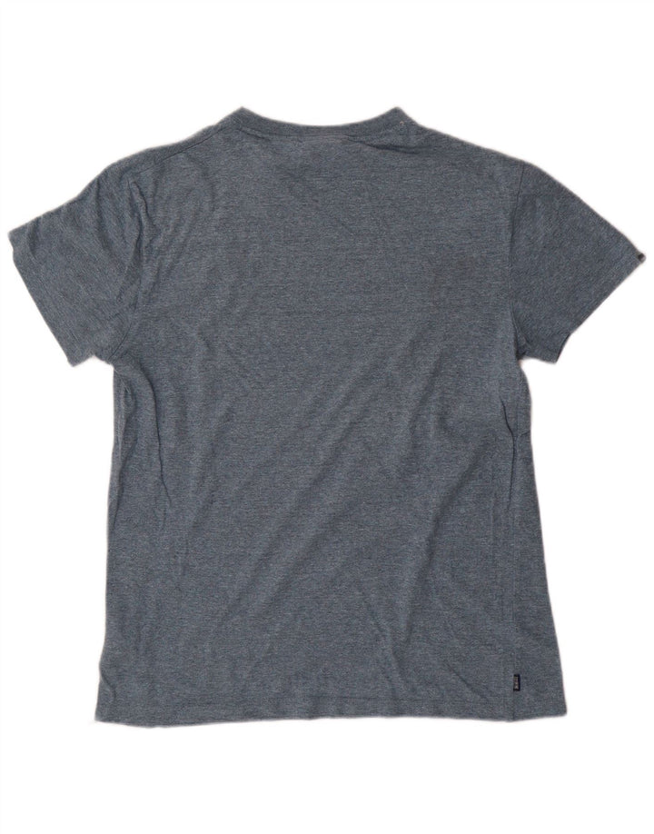 Superdry Herren T-Shirt-Oberteil aus mittelblau gefleckter Baumwolle