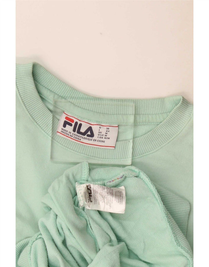 Fila Damen Sweatshirt Pullover UK 14 Medium Türkis Baumwolle