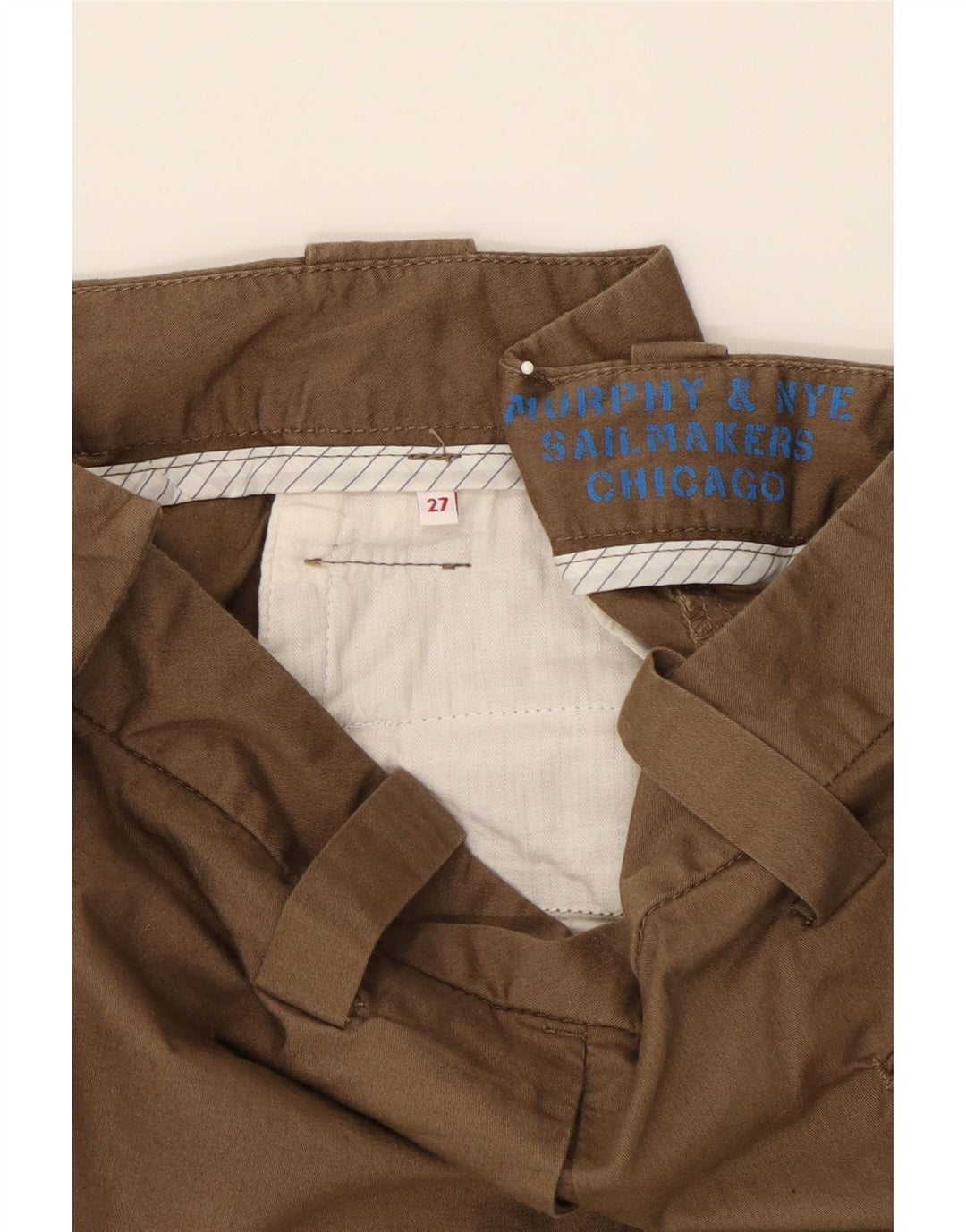 MURPHY & NYE Womens Chino Shorts W27 Small  Brown Cotton Vintage Murphy & Nye and Second-Hand Murphy & Nye from Messina Hembry 
