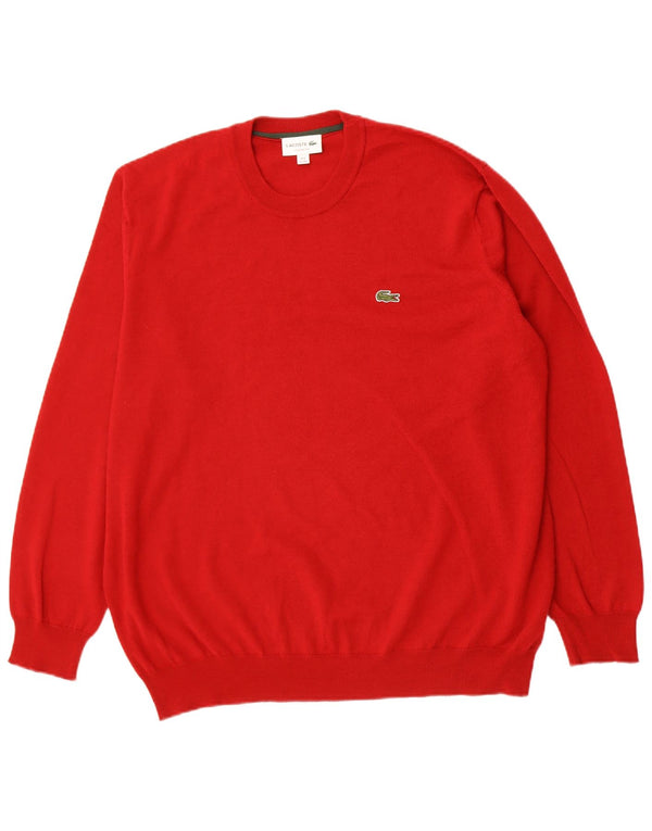 Lacoste Herren-Pullover mit klassischer Passform und Rundhalsausschnitt, Größe 8 3XL, rote Wolle