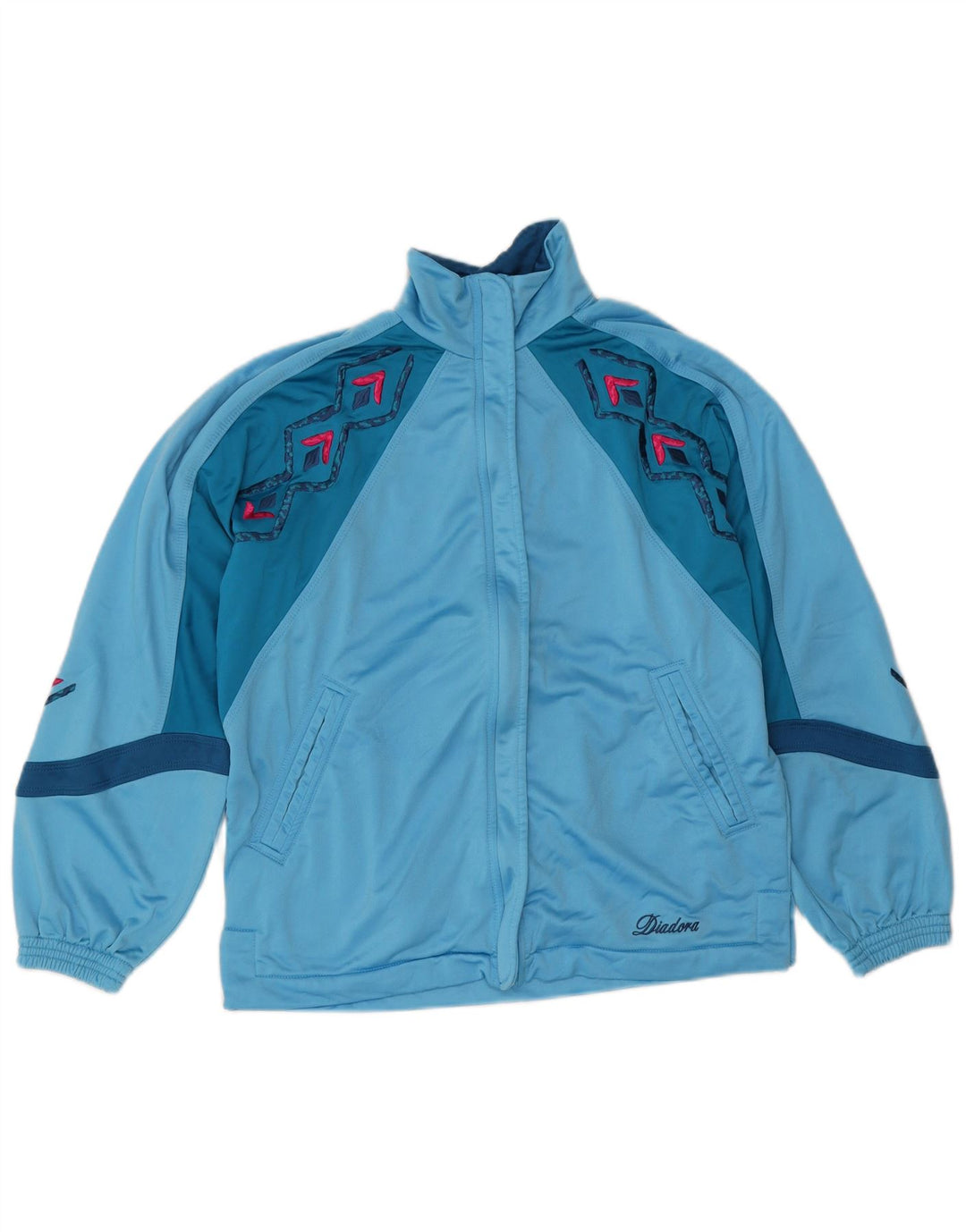Diadora Damen-Trainingsanzugoberteil mit Grafik, IT 40, Mittelblau, Farbblock