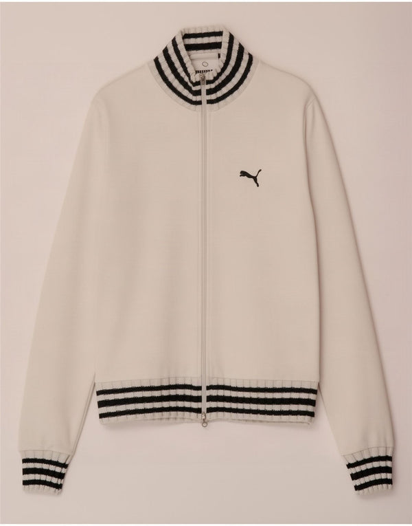 Puma Damen Trainingsanzug Top Jacke UK 14 Mittelweiß gestreift