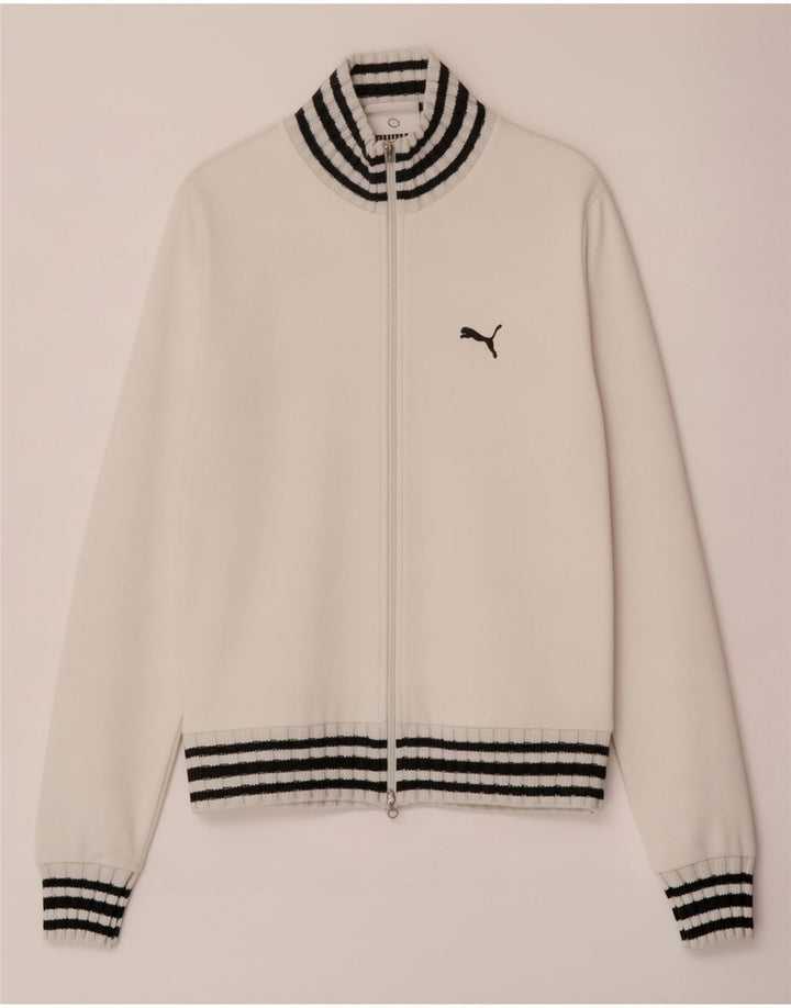 Puma Damen Trainingsanzug Top Jacke UK 14 Mittelweiß gestreift