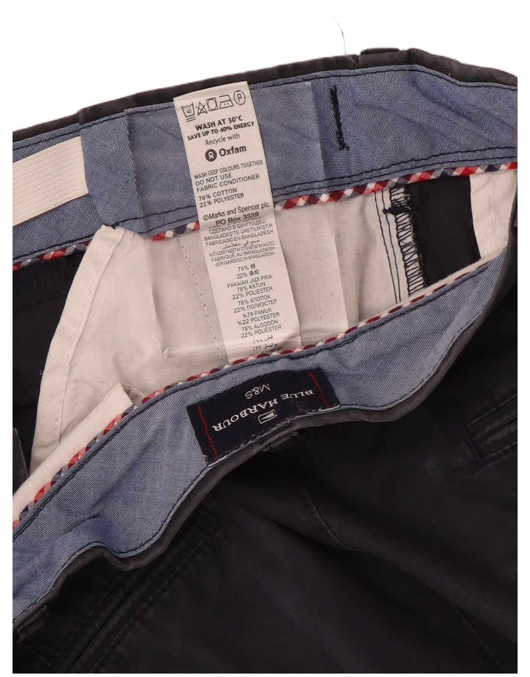 Marks & Spencer Herren Blue Harbor Chinoshorts W34 Große marineblaue Baumwolle