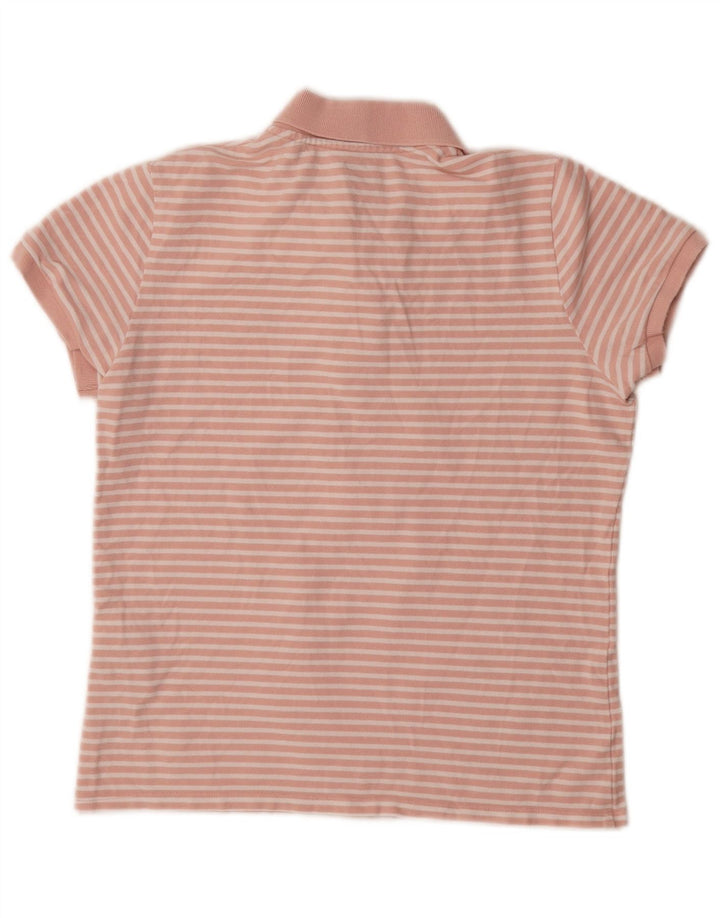 Levi's Damen-Poloshirt UK 12 aus mittelrosa gestreifter Baumwolle