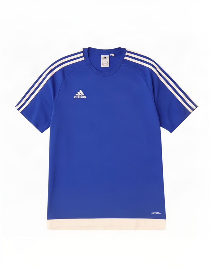 Adidas Herren Climalite T-Shirt Top Mittelblaues Colourblock-Polyester