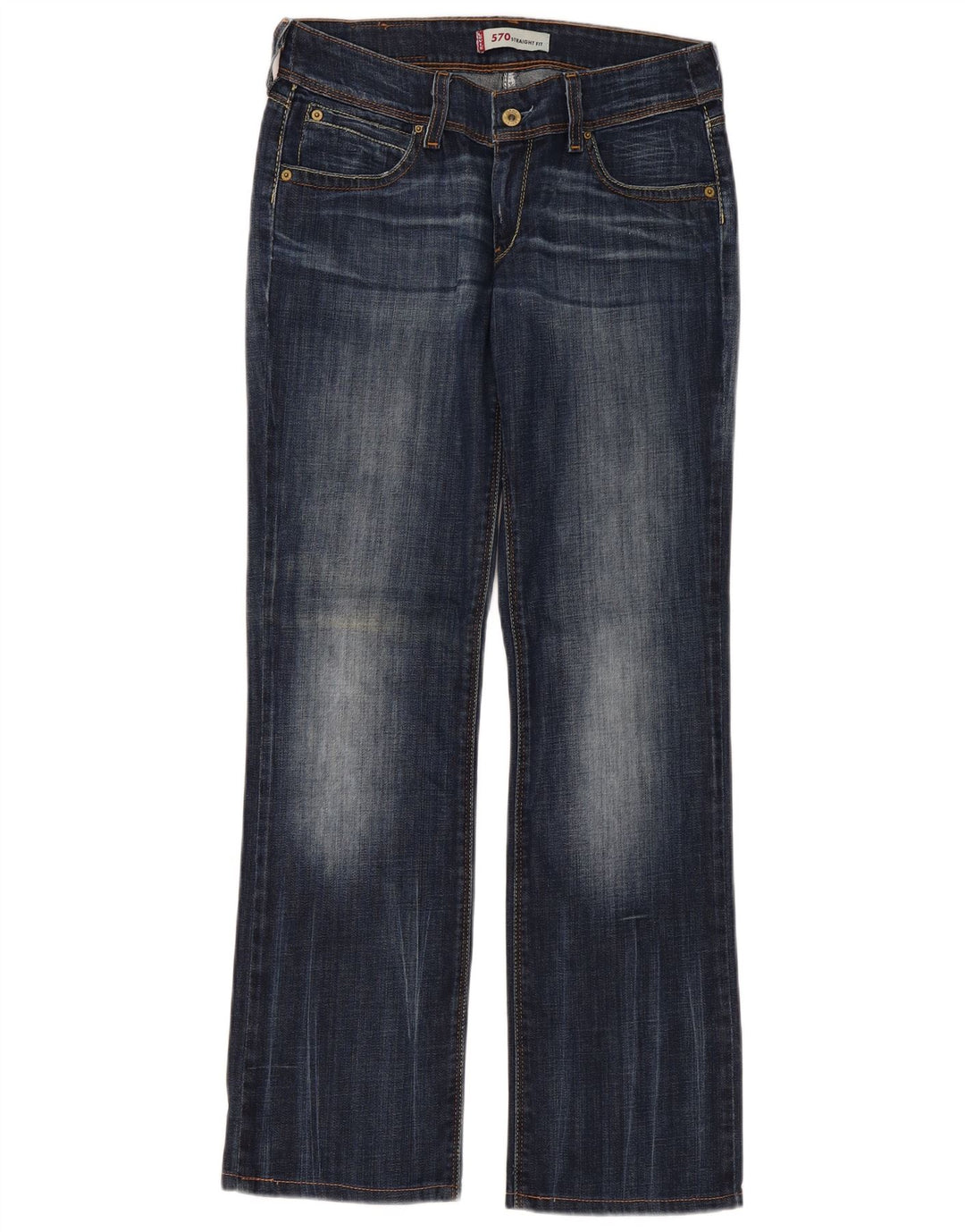 Levi's Damen 570 Straight Jeans W31 L31 Marineblaue Baumwolle