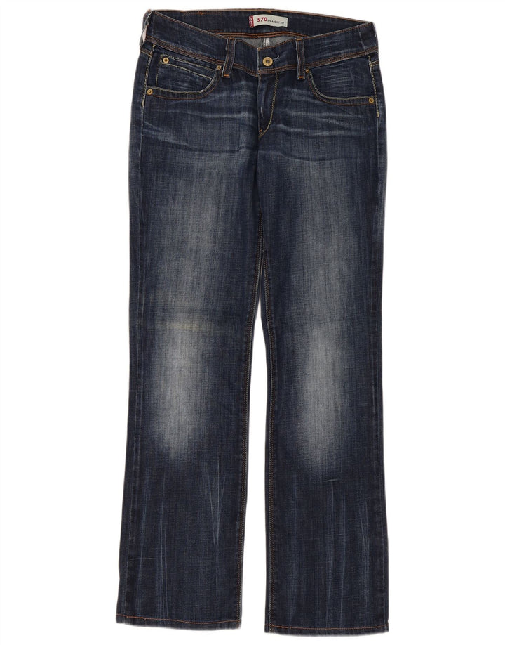 Levi's Damen 570 Straight Jeans W31 L31 Marineblaue Baumwolle