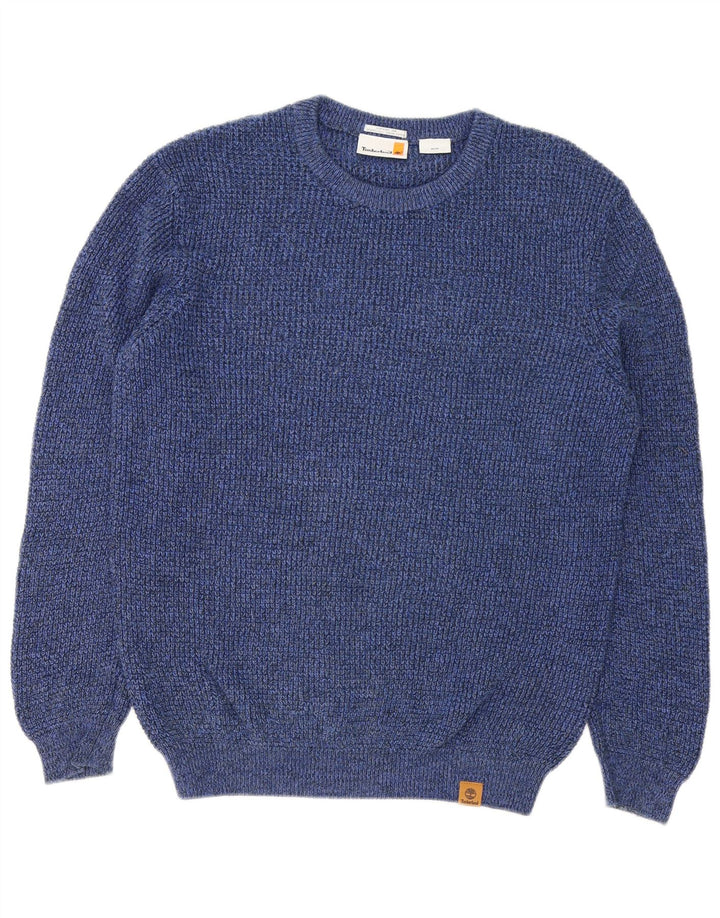 Timberland Herren-Pullover mit Rundhalsausschnitt, mittelblaue Baumwolle