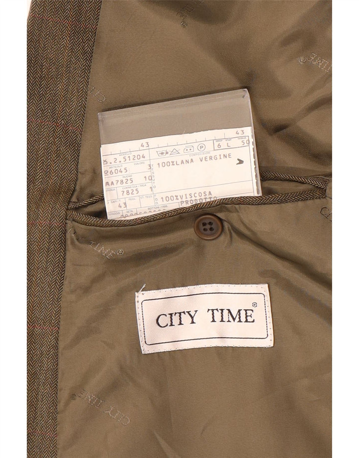 City Time Herren-Blazer, zweireihig, IT 50, große braune Wolle